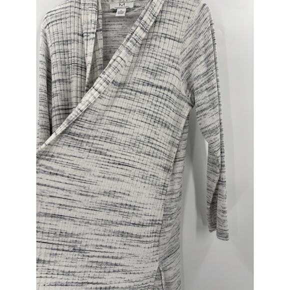 Magaschoni Duster Cardigan Sweater Womens XL Heather Gray Stretchy Knit Open - Picture 3 of 15